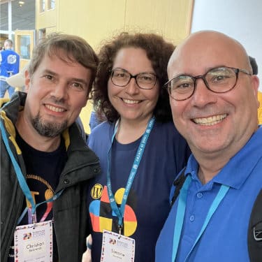 Simone Sarodnick, Frank Sarodnick und Christian Behrends auf dem WordCamp